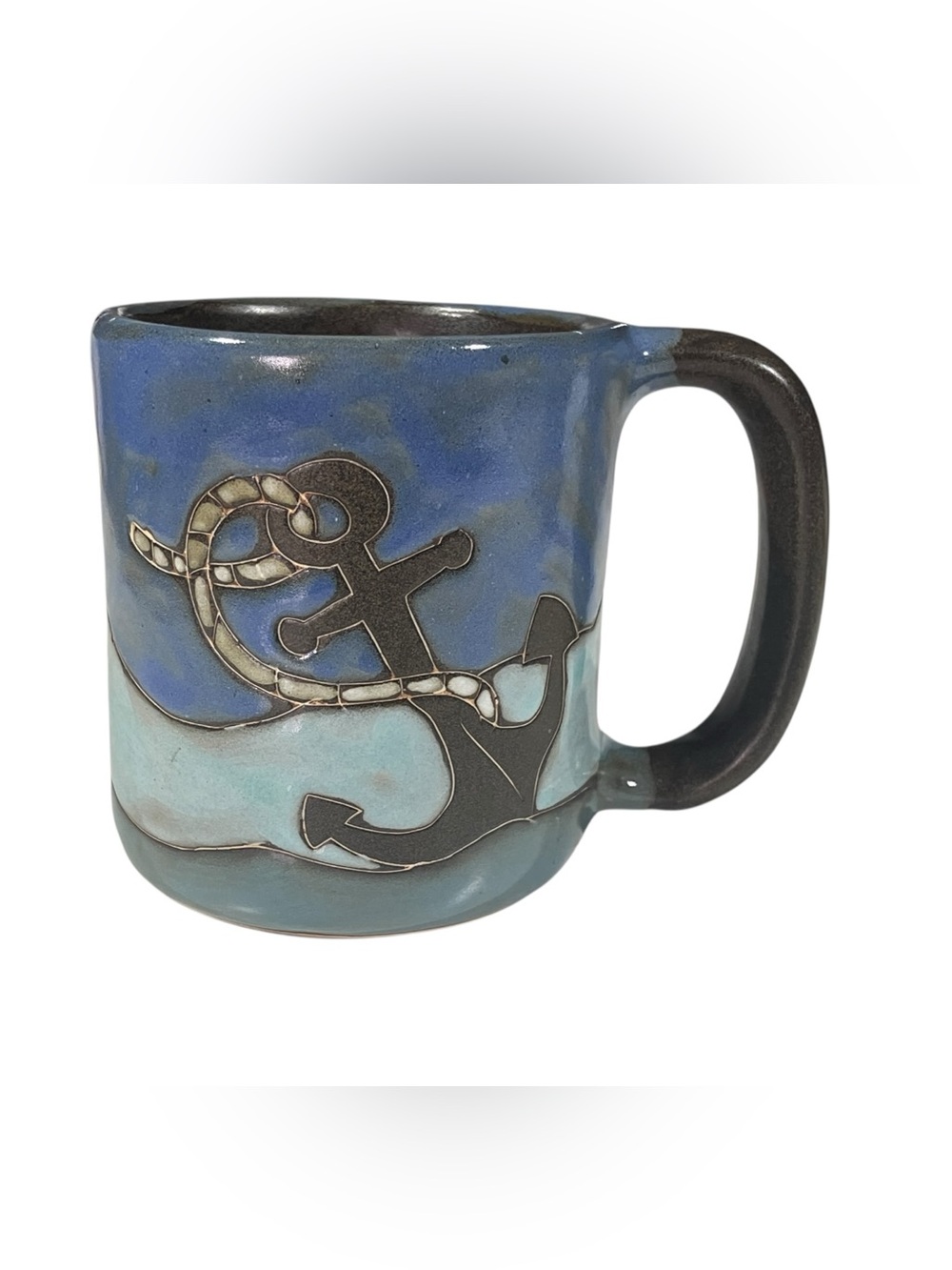 Mara Nautical Anchors Away Ceramic Pottery Coffee Cup Mug Signed Mexico